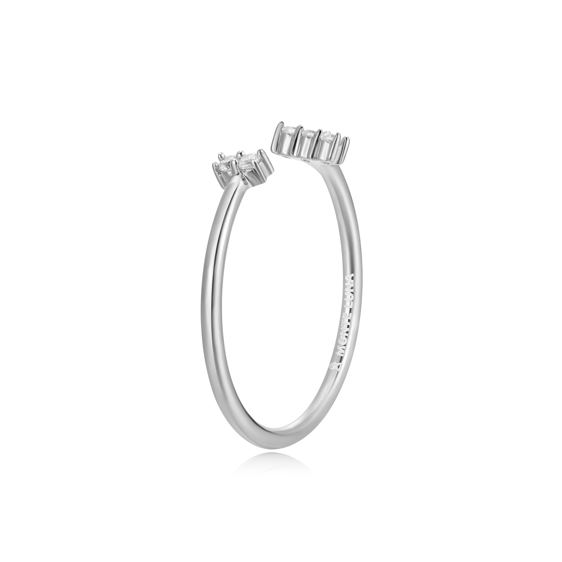 Wide Parallel Open Ring in Rhodium-Plated Sterling Silver | M by Monte Luna
