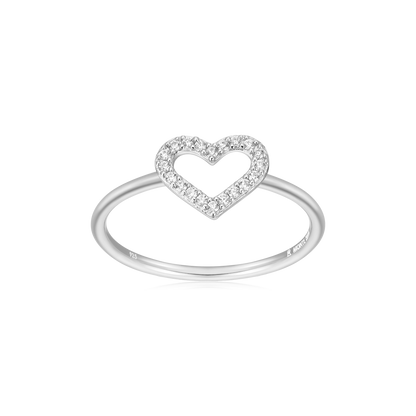 Open Heart Stackable Ring in Rhodium-Plated Sterling Silver | M by Monte Luna