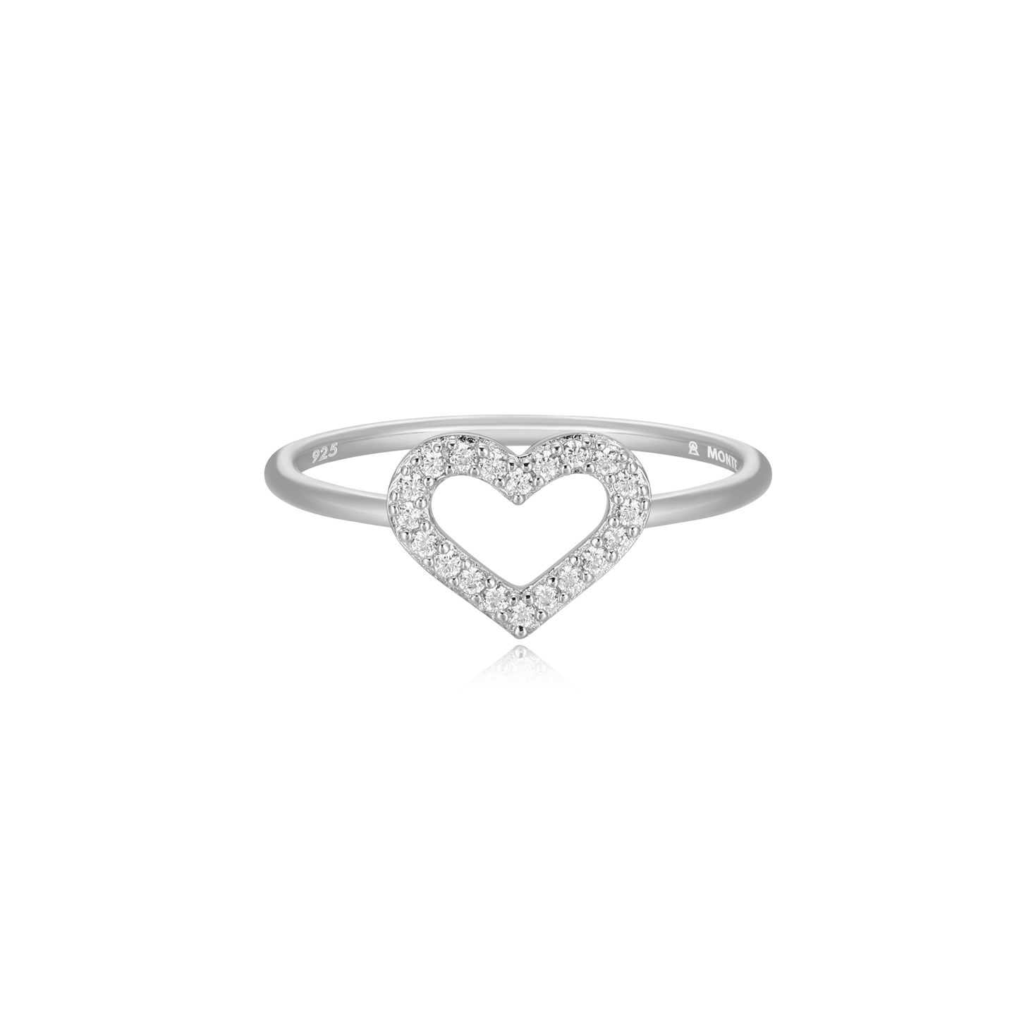 Open Heart Stackable Ring in Rhodium-Plated Sterling Silver | M by Monte Luna