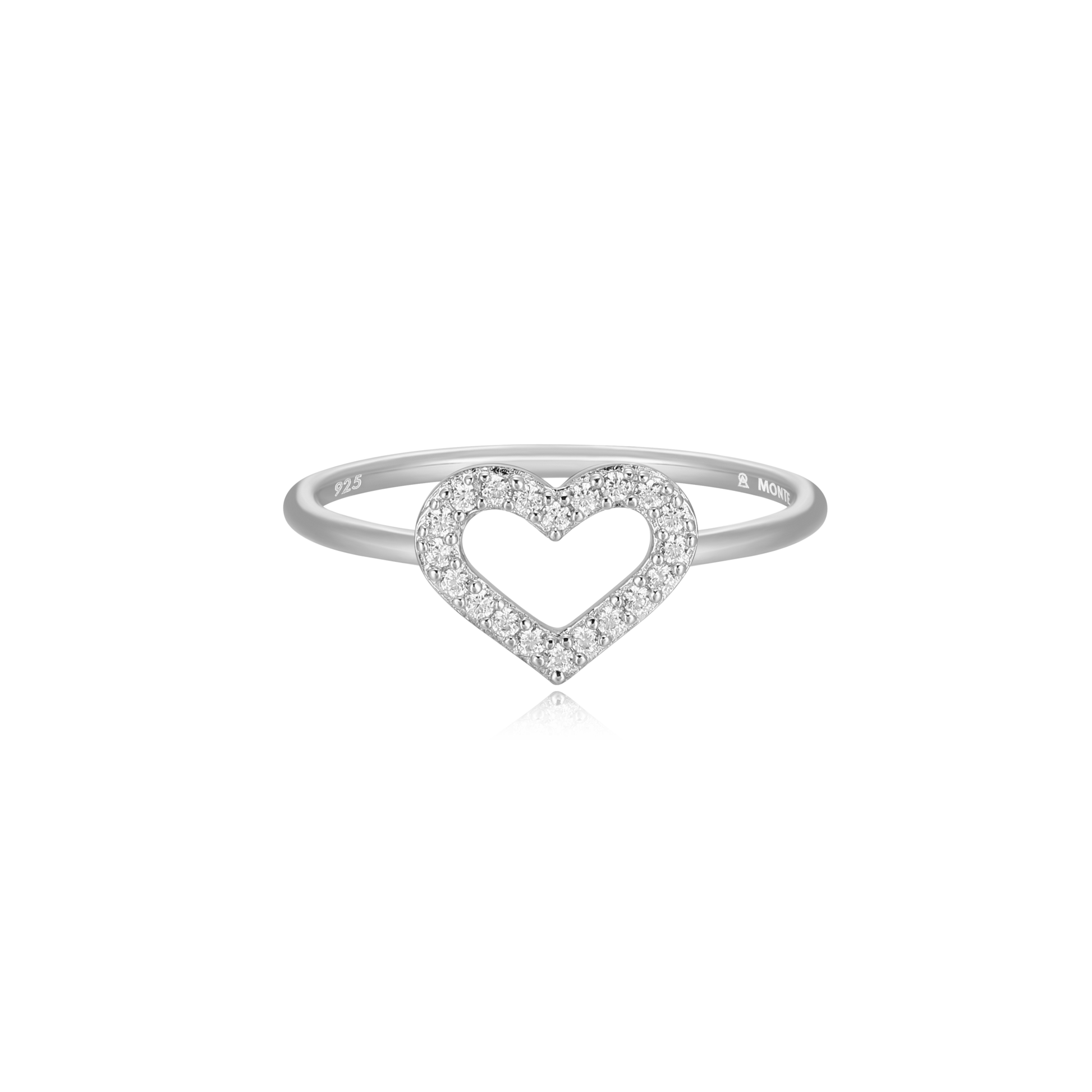 Open Heart Stackable Ring in Rhodium-Plated Sterling Silver | M by Monte Luna