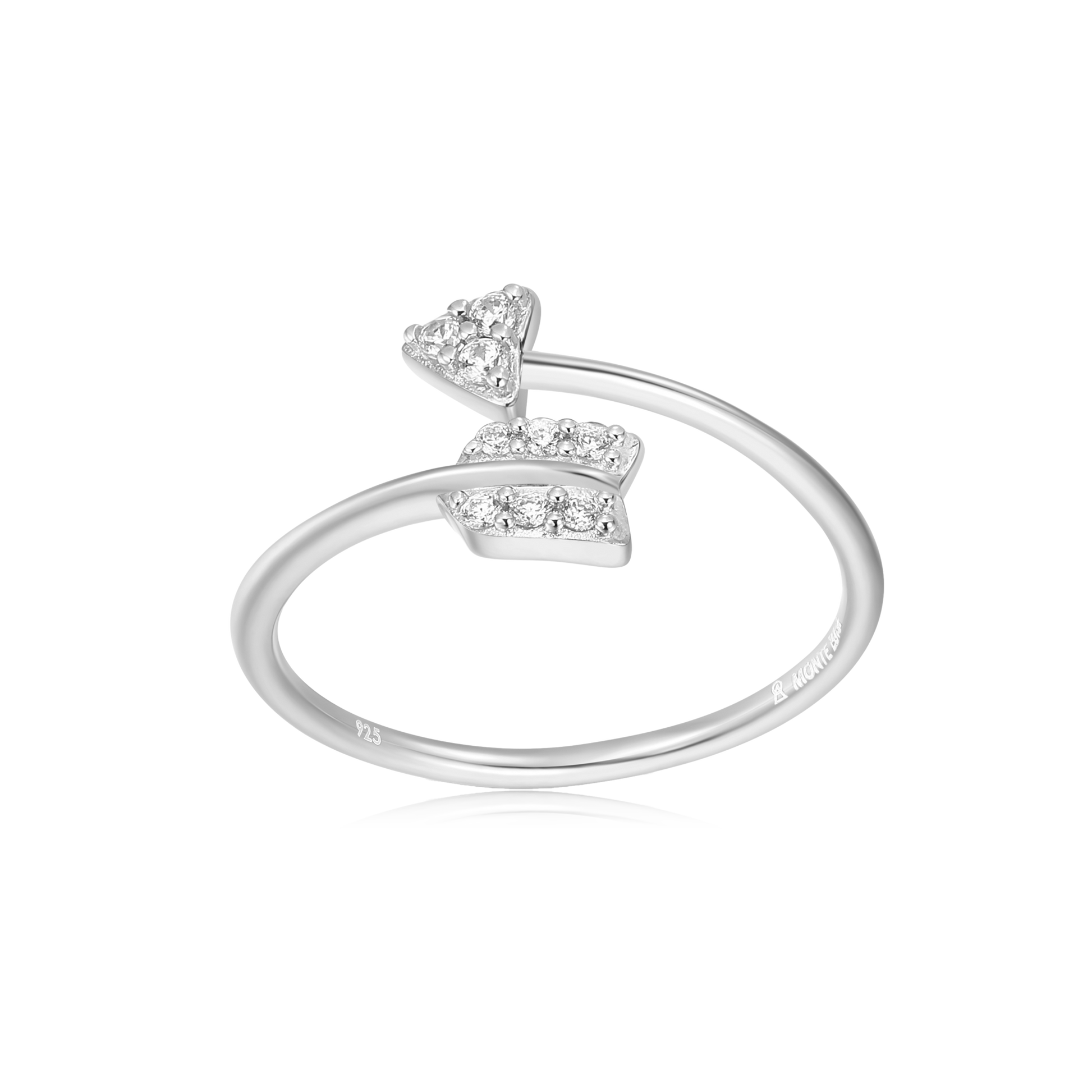 Arrow Bypass Ring in Rhodium-Plated Sterling Silver | M by Monte Luna