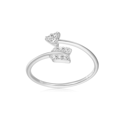 Arrow Bypass Ring in Rhodium-Plated Sterling Silver | M by Monte Luna