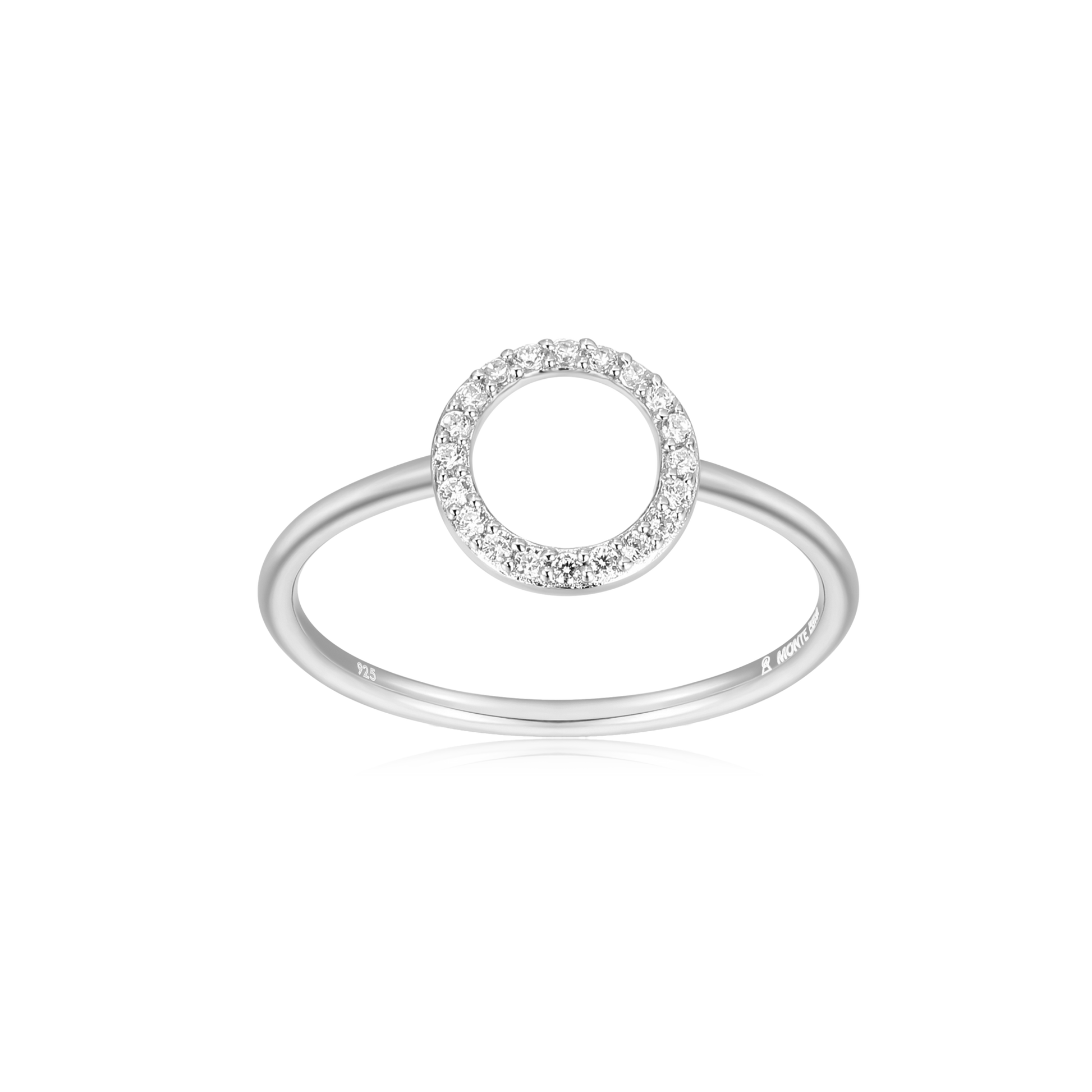 Open Circle Stackable Ring in Rhodium-Plated Sterling Silver | M by Monte Luna