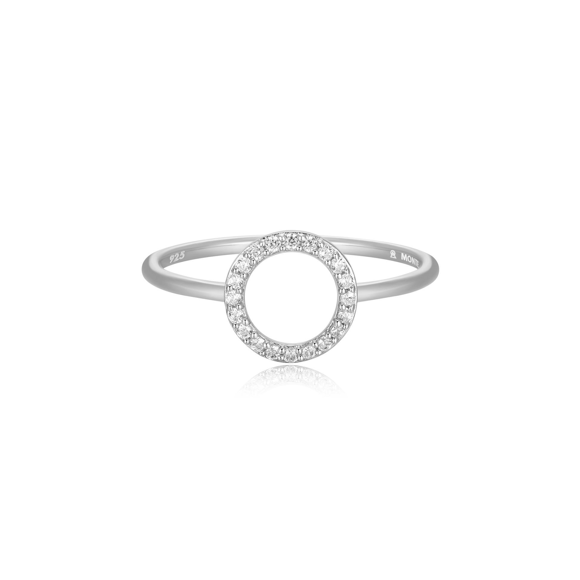 Open Circle Stackable Ring in Rhodium-Plated Sterling Silver | M by Monte Luna