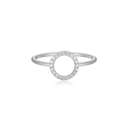 Open Circle Stackable Ring in Rhodium-Plated Sterling Silver | M by Monte Luna