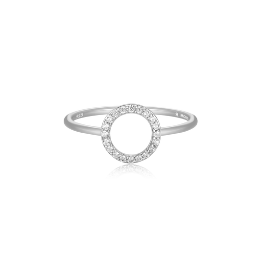 Open Circle Stackable Ring in Rhodium-Plated Sterling Silver | M by Monte Luna