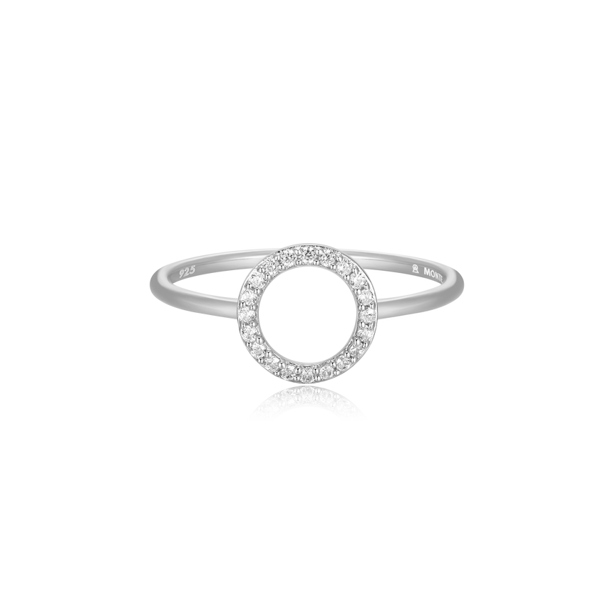 Open Circle Stackable Ring in Rhodium-Plated Sterling Silver | M by Monte Luna