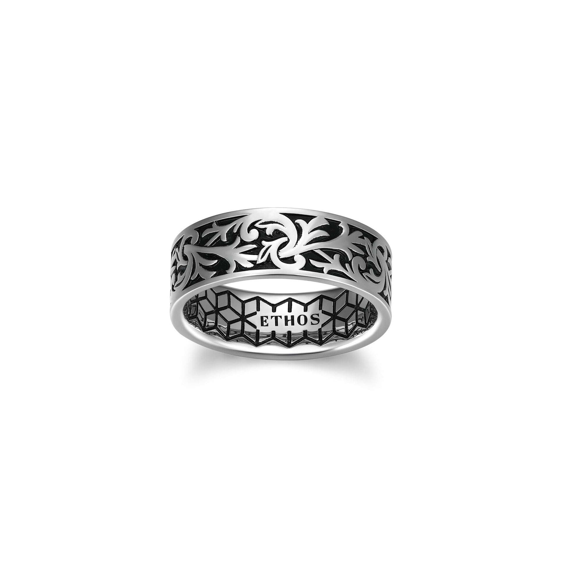 Chisel Eternity Band Ring in Rhodium-Plated Sterling Silver | ethos