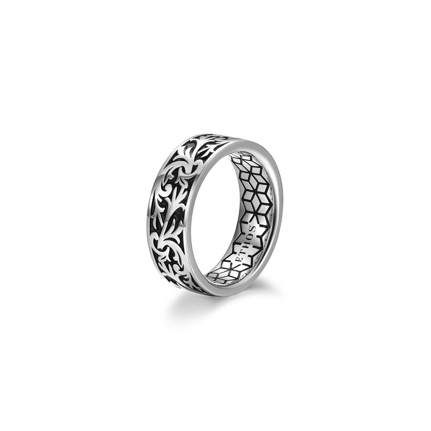 Chisel Eternity Band Ring in Rhodium-Plated Sterling Silver | ethos