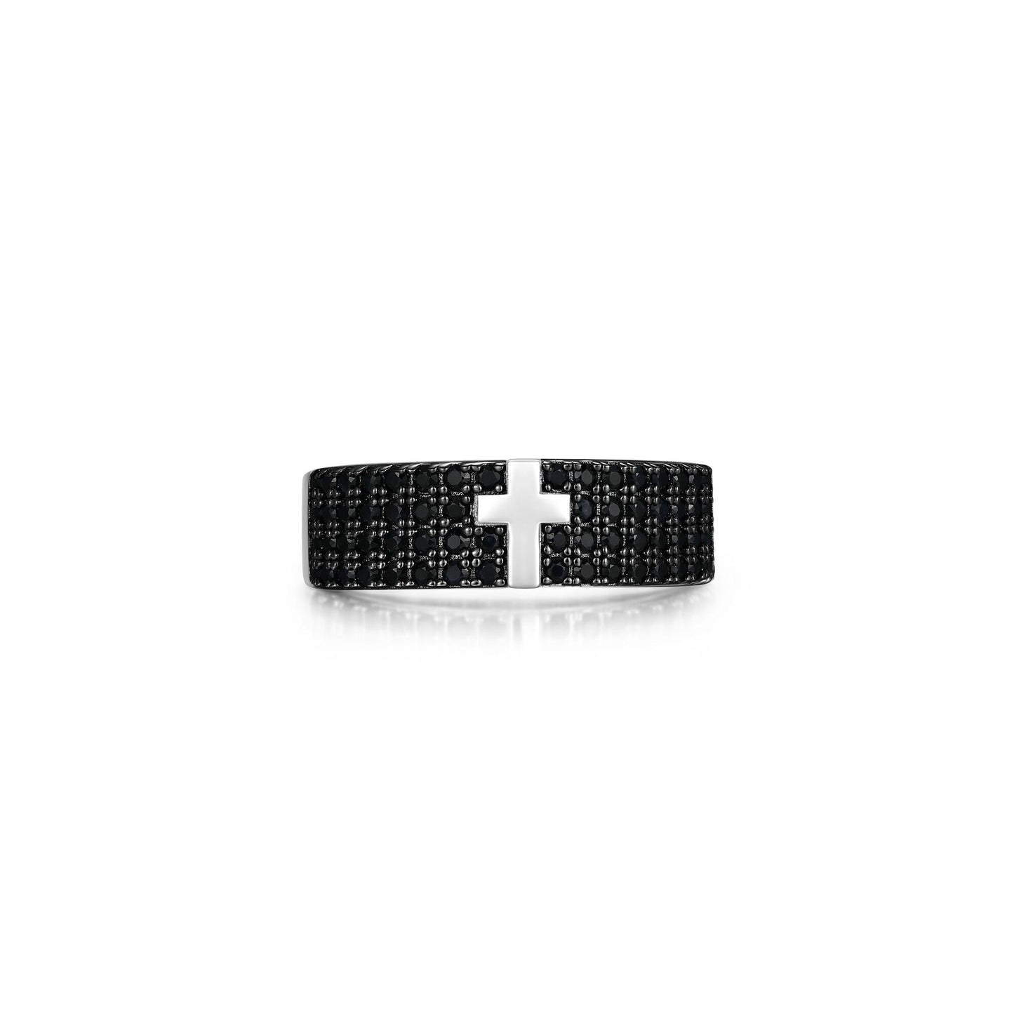 Black Ice Rhodium Plated Gunmetal Sterling Silver and Black Sapphire Ring - UR20 | ethos