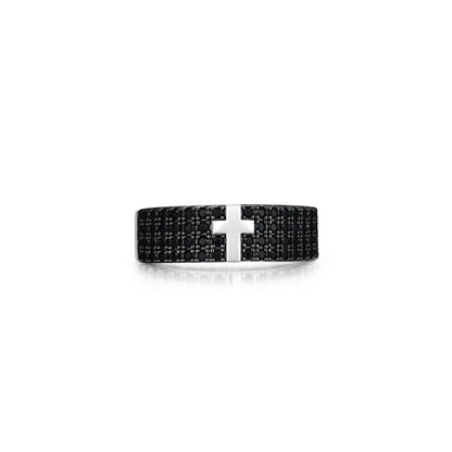 Black Ice Rhodium Plated Gunmetal Sterling Silver and Black Sapphire Ring - UR20 | ethos