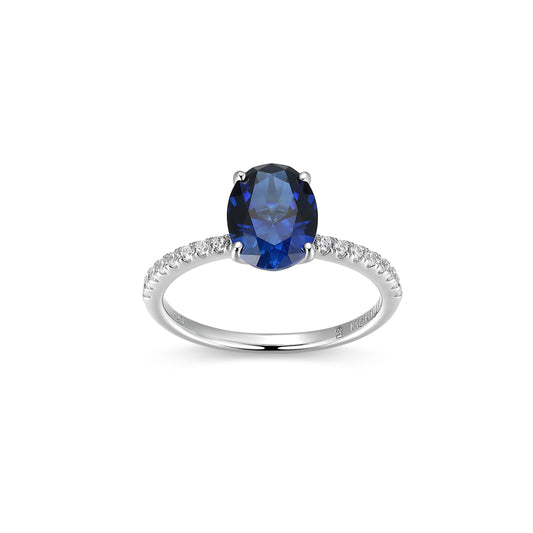 MR0148W6 - Oval Lab-Created Sapphire Solitaire Ring | Monte Luna