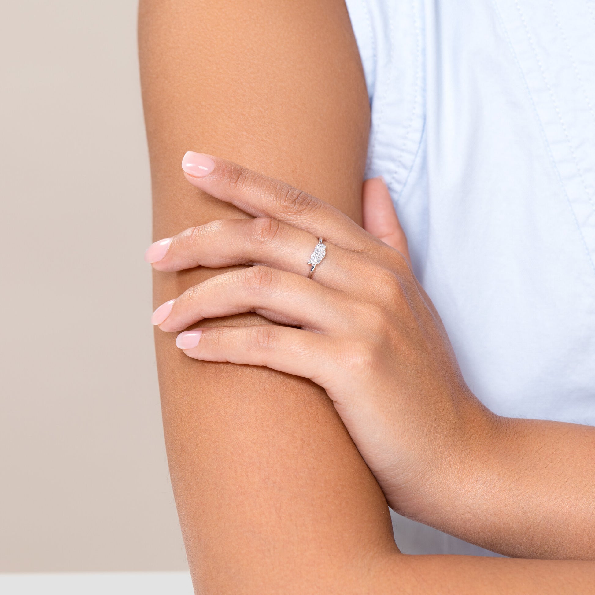 Wing Statement Ring in Rhodium-Plated Sterling Silver | M by Monte Luna