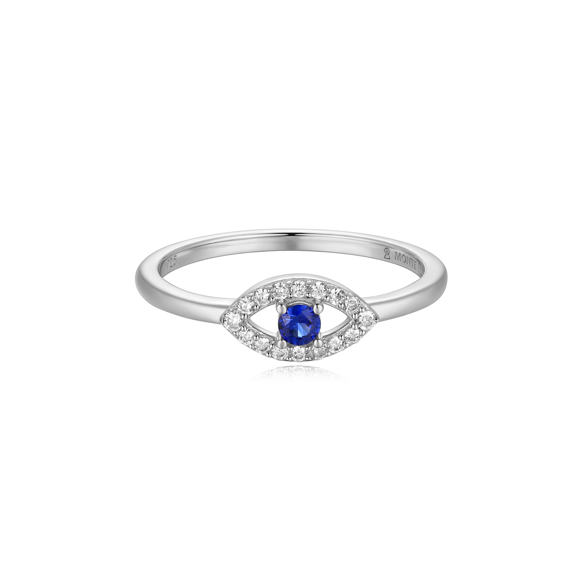 Evil Eye Statement Ring in Rhodium-Plated Sterling Silver | M by Monte Luna