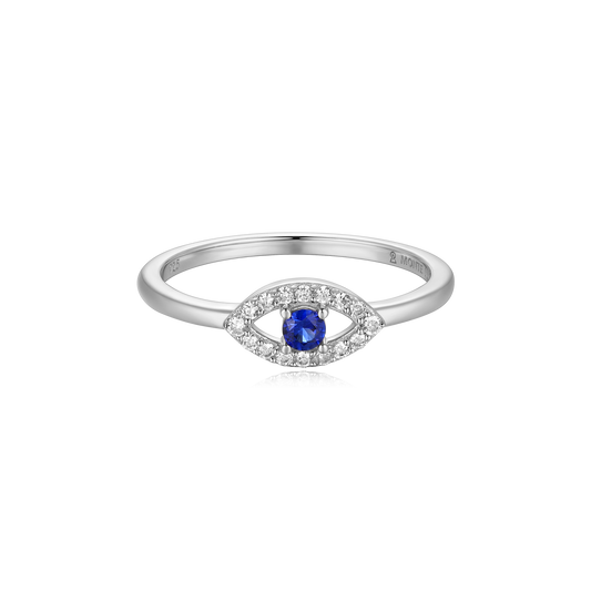 Evil Eye Statement Ring in Rhodium-Plated Sterling Silver | M by Monte Luna