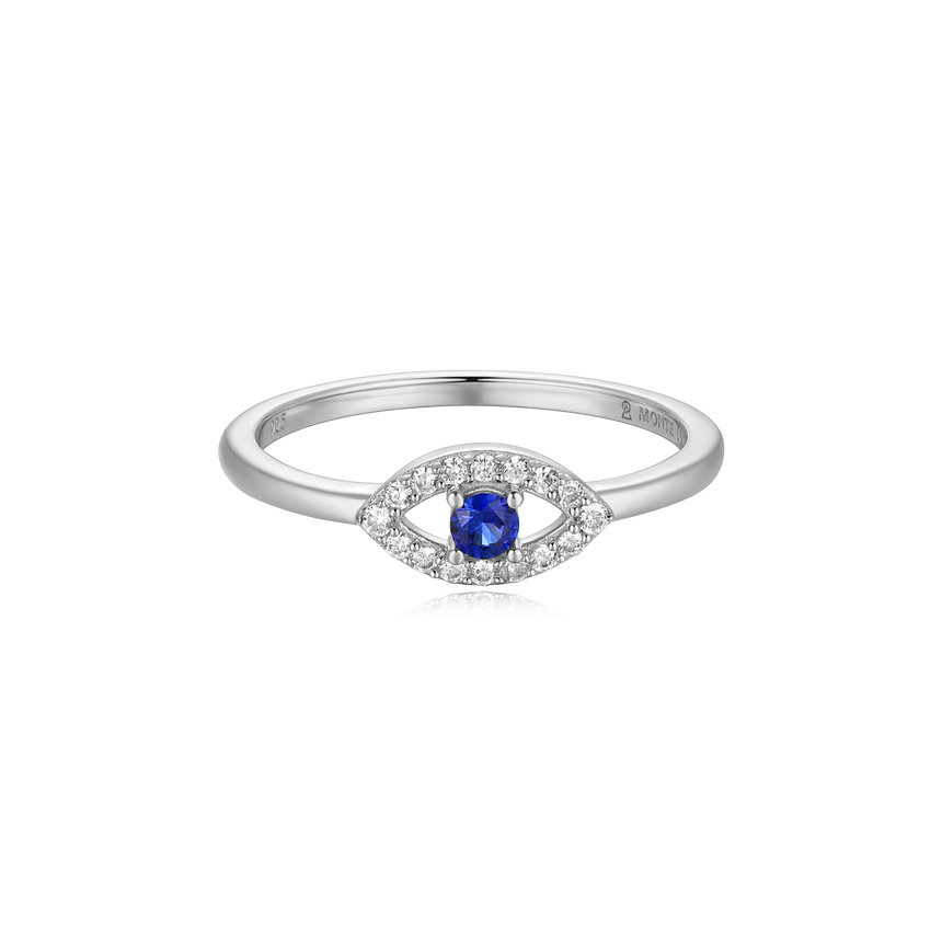 Evil Eye Statement Ring in Rhodium-Plated Sterling Silver | M by Monte Luna