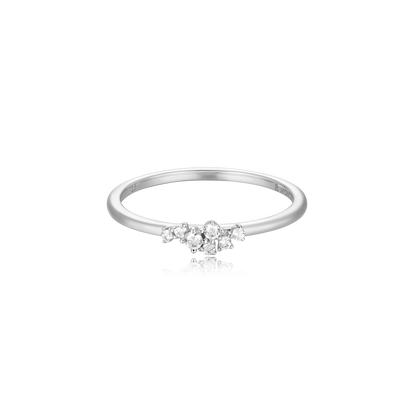 Scattered Lab-Created Diamond Stackable Ring in Rhodium-Plated Sterling Silver | M by Monte Luna