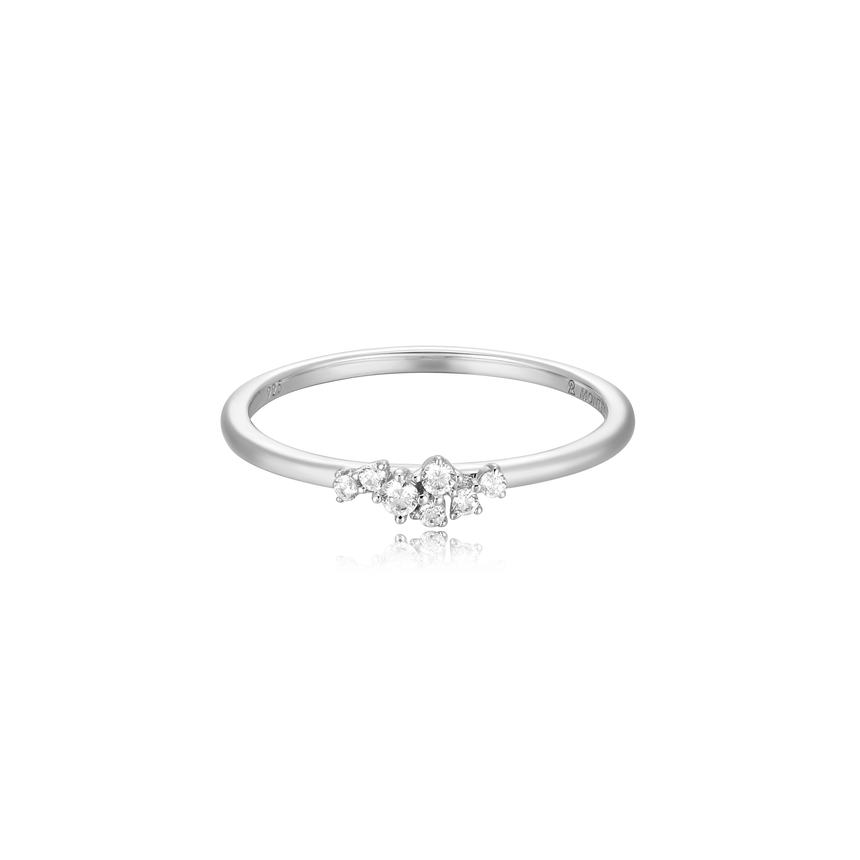 Scattered Lab-Created Diamond Stackable Ring in Rhodium-Plated Sterling Silver | M by Monte Luna