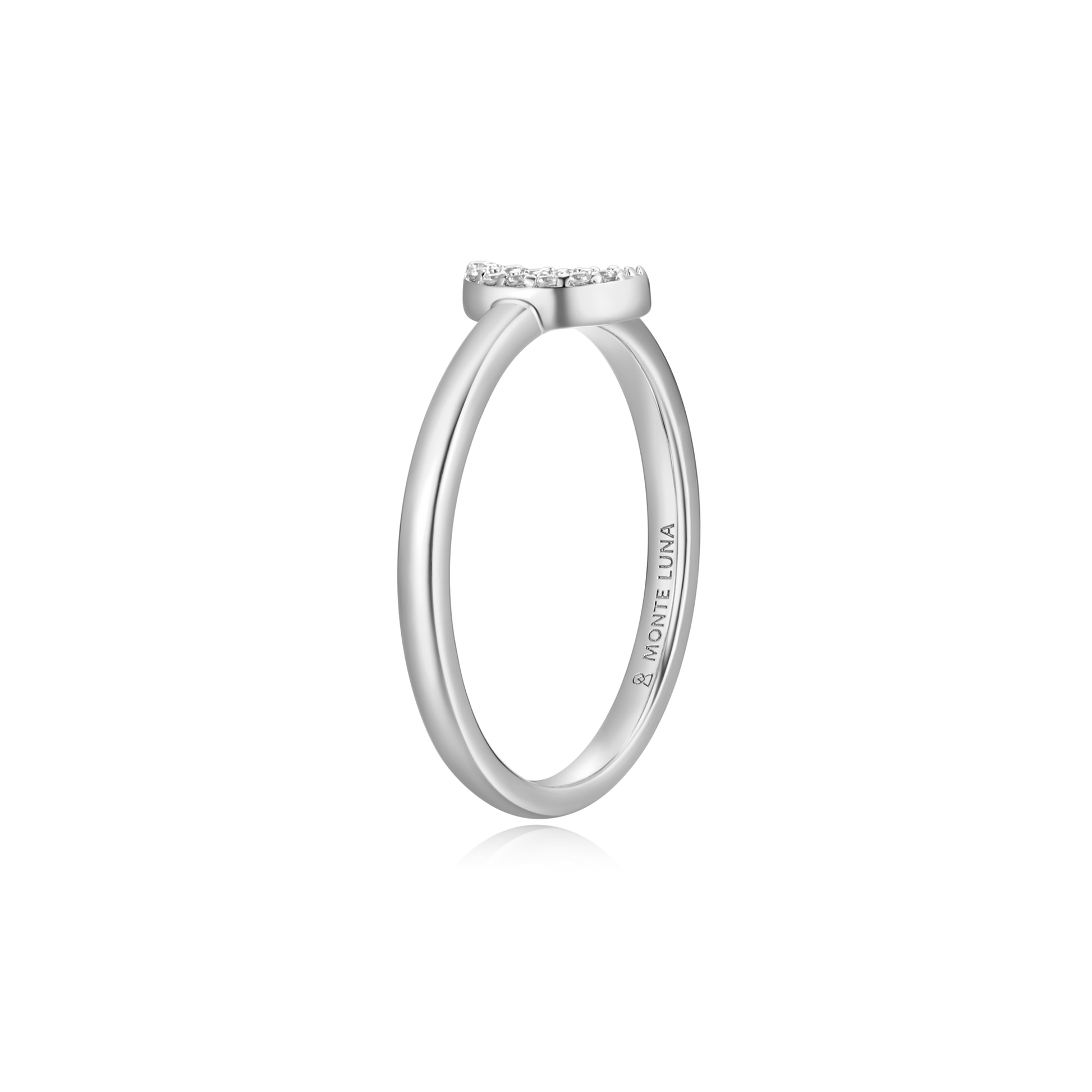 Crescent Statement Ring in Rhodium-Plated Sterling Silver | M by Monte Luna