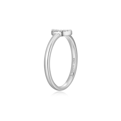 Crescent Statement Ring in Rhodium-Plated Sterling Silver | M by Monte Luna