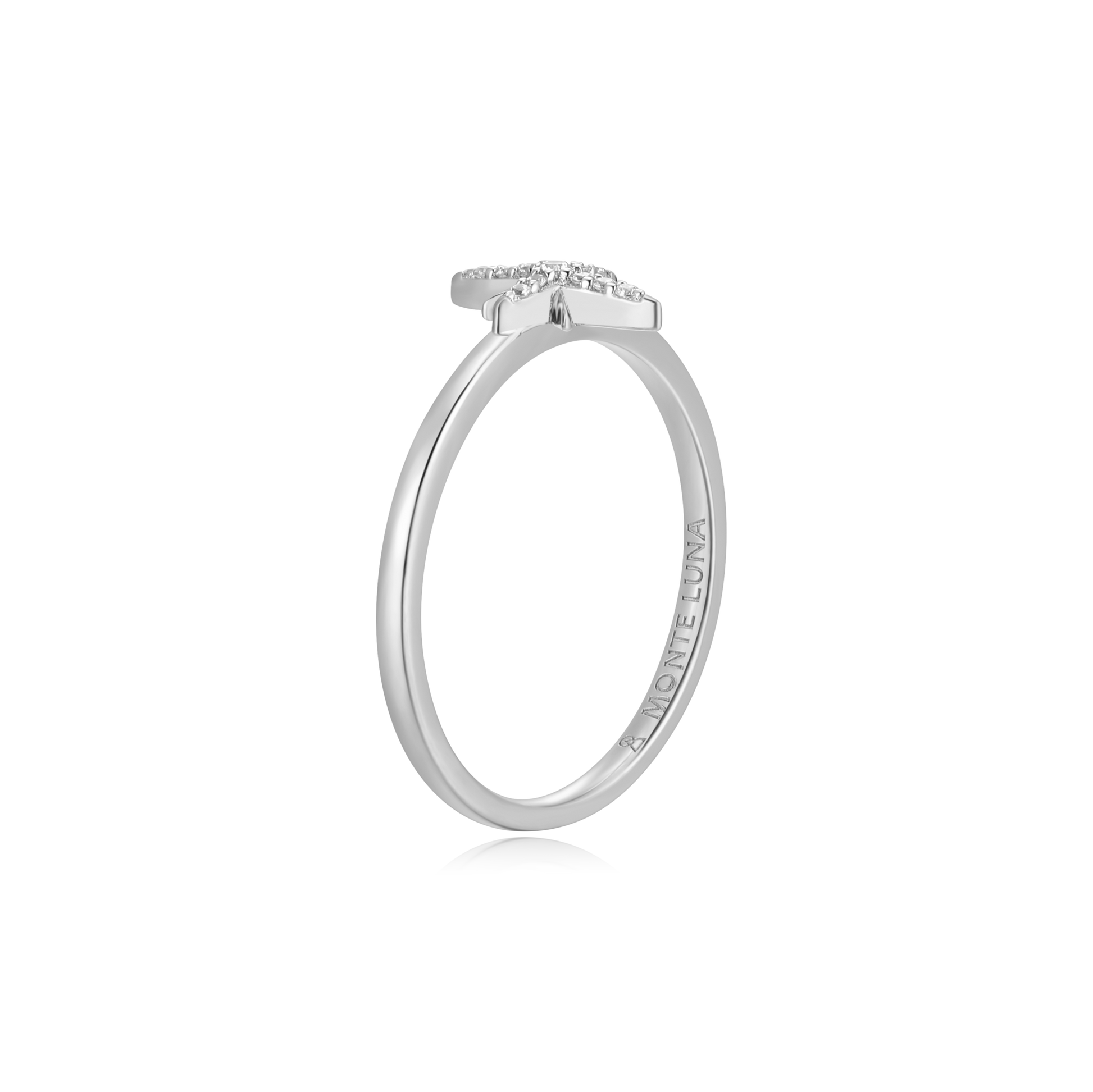 North Star Statement Ring in Rhodium-Plated Sterling Silver | M by Monte Luna