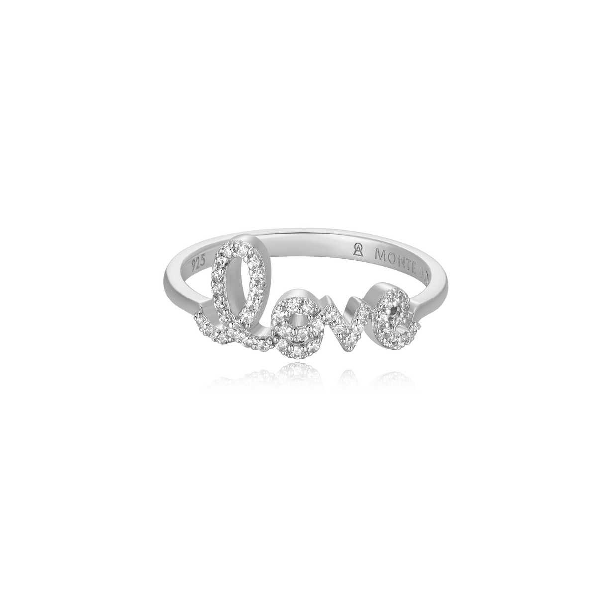 Love Statement Ring in Rhodium-Plated Sterling Silver | M by Monte Luna