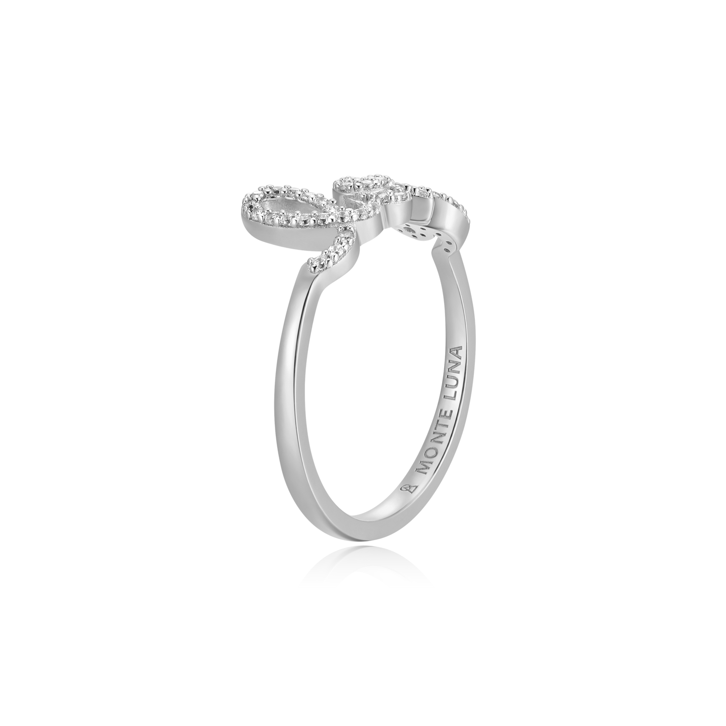 Love Statement Ring in Rhodium-Plated Sterling Silver | M by Monte Luna