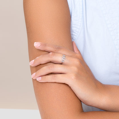 Branch Statement Ring in Rhodium-Plated Sterling Silver | M by Monte Luna