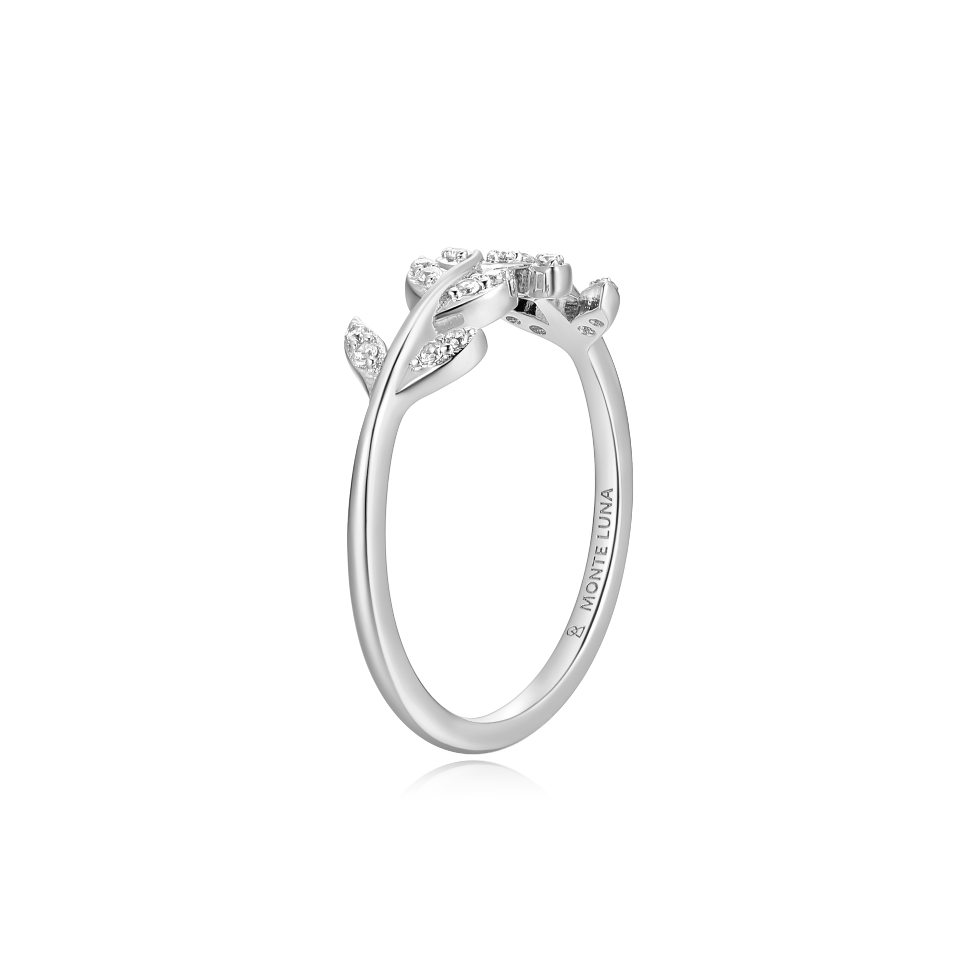 Branch Statement Ring in Rhodium-Plated Sterling Silver | M by Monte Luna