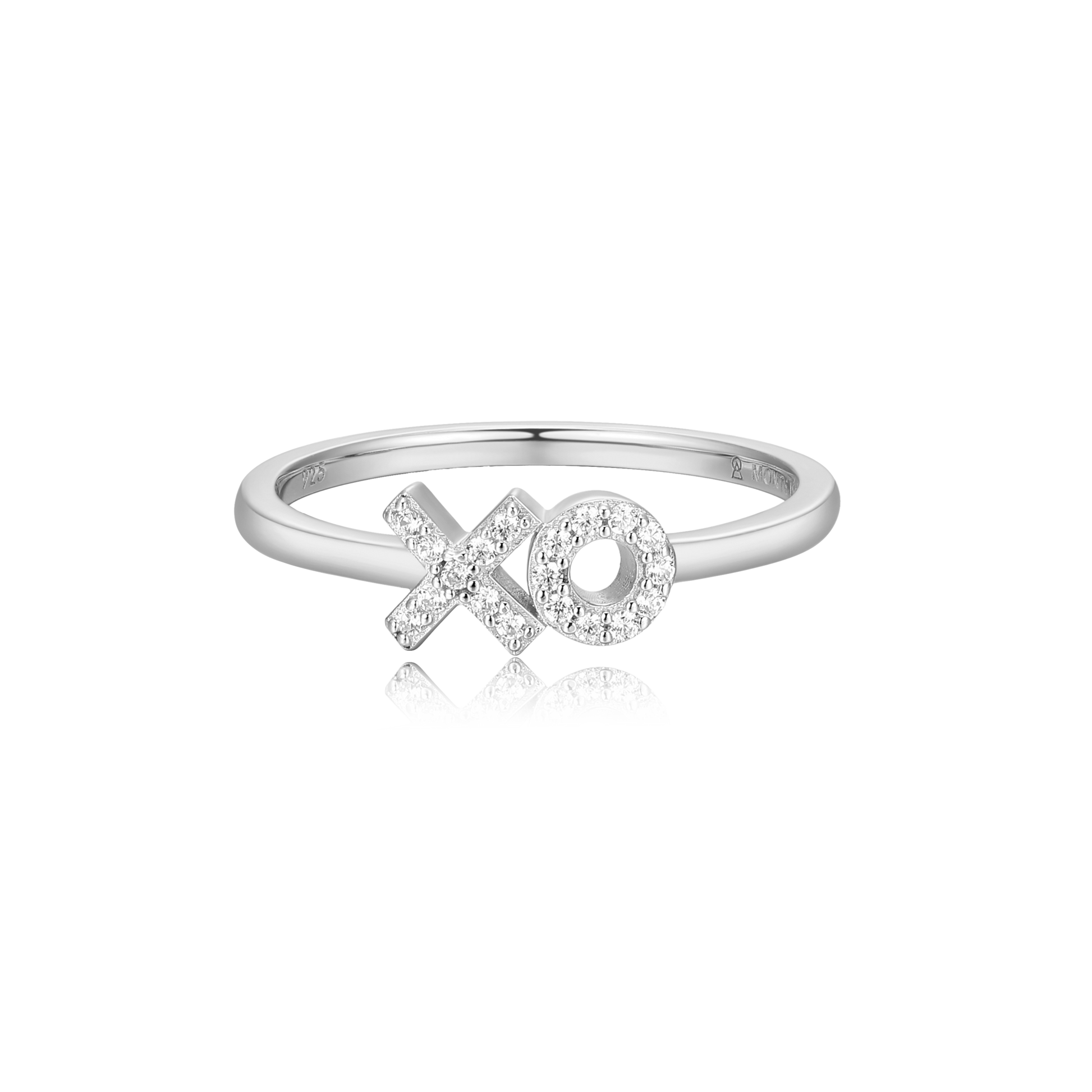 XO Stackable Ring in Rhodium-Plated Sterling Silver | M by Monte Luna