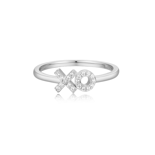 XO Stackable Ring in Rhodium-Plated Sterling Silver | M by Monte Luna