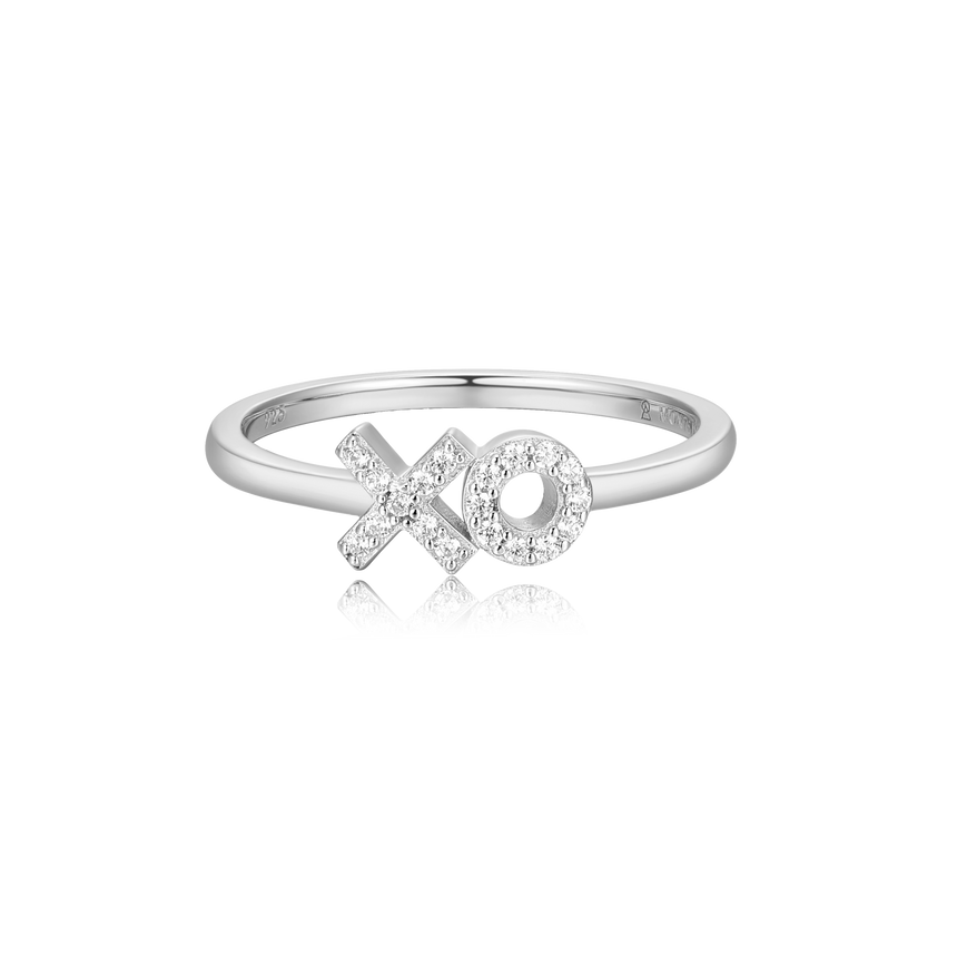 XO Stackable Ring in Rhodium-Plated Sterling Silver | M by Monte Luna