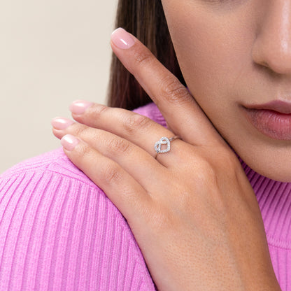 Knotted Heart Statement Ring in Rhodium-Plated Sterling Silver | M by Monte Luna