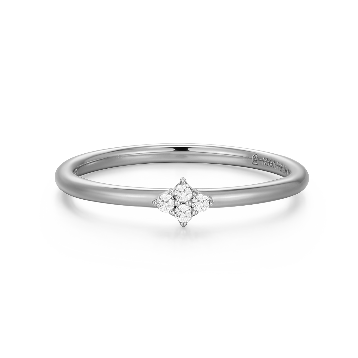 Four Cluster Lab-Created Diamond Ring in Rhodium-Plated Sterling Silver | M by Monte Luna