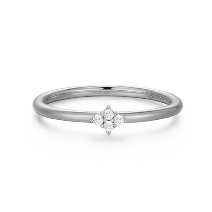 Four Cluster Lab-Created Diamond Ring in Rhodium-Plated Sterling Silver | M by Monte Luna