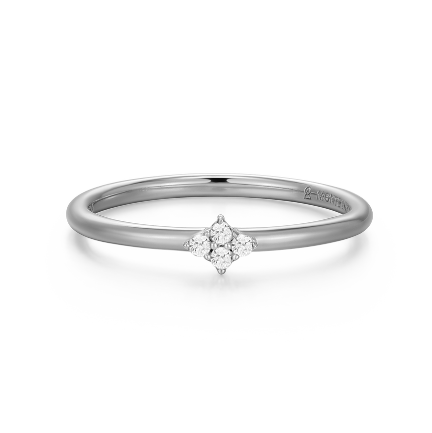 Four Cluster Lab-Created Diamond Ring in Rhodium-Plated Sterling Silver | M by Monte Luna