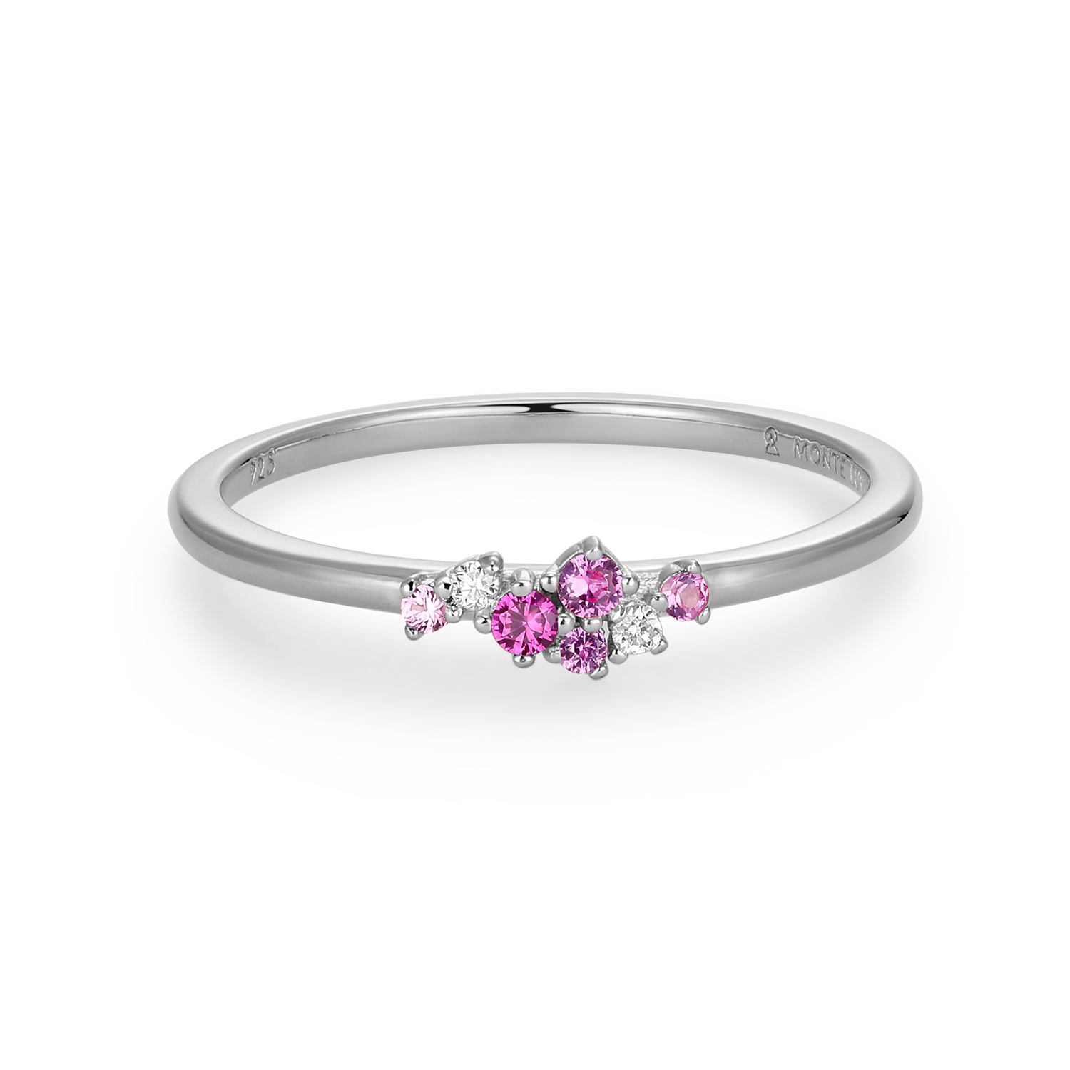 Scattered Ombre Lab-Created Ruby & Diamond Ring in Rhodium-Plated Sterling Silver | M by Monte Luna