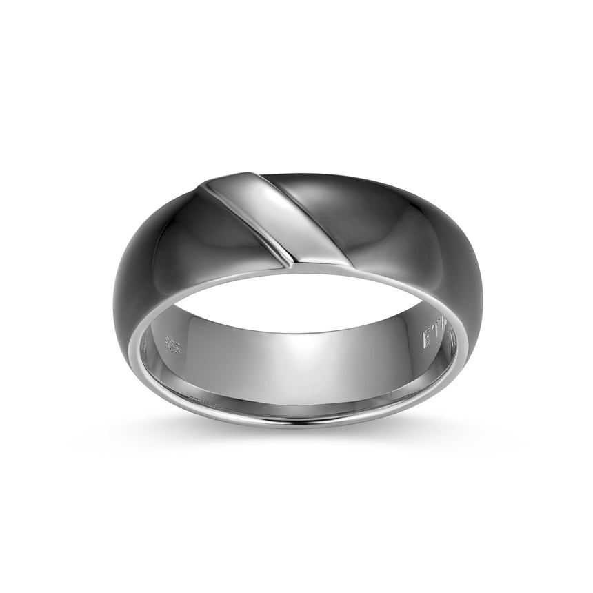 Eclipse Two-Tone Eternity Band Ring in Gunmetal & Rhodium-Plated Sterling Silver | ethos