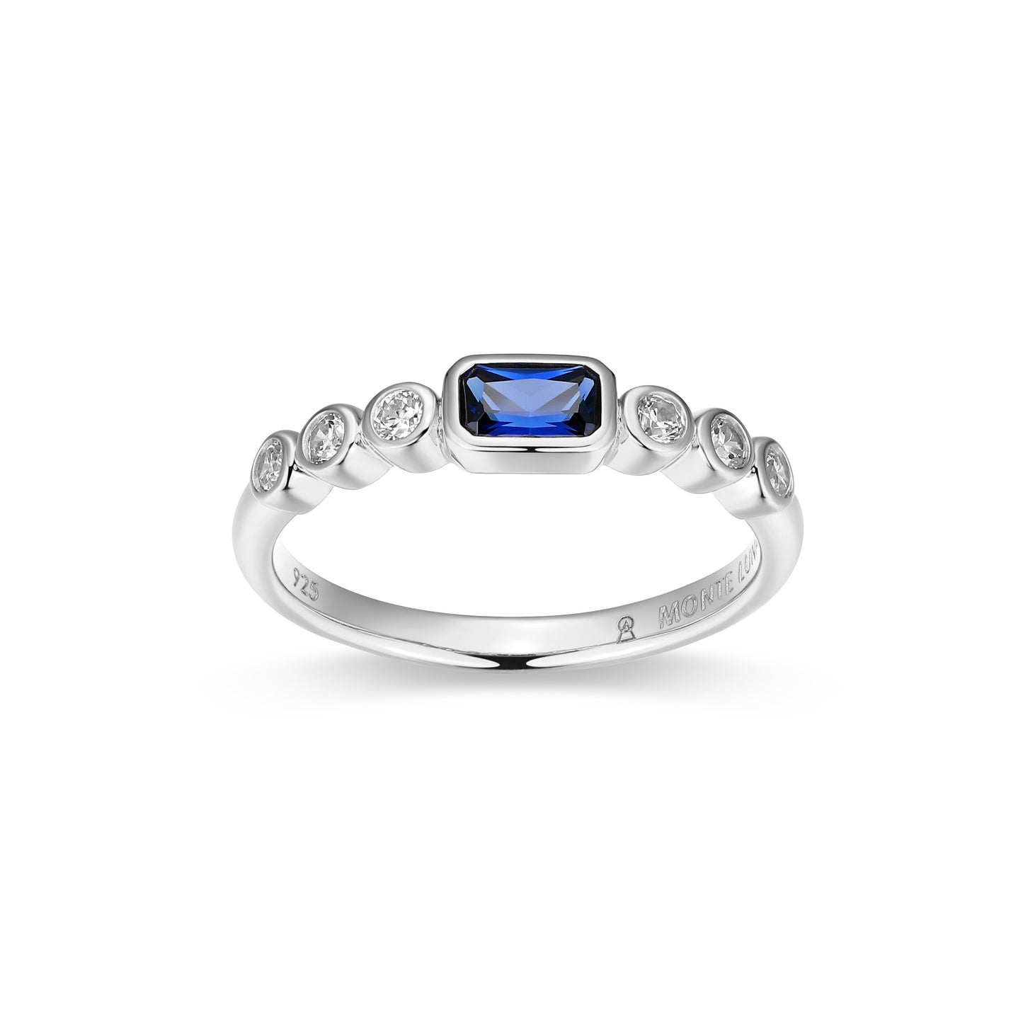 BR0252W - Lab-Created Blue Sapphire & Lab-Created Diamond Ring | m by monte luna