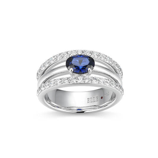 LR02936 - Created Blue Sapphire Spotlight Ring | elle