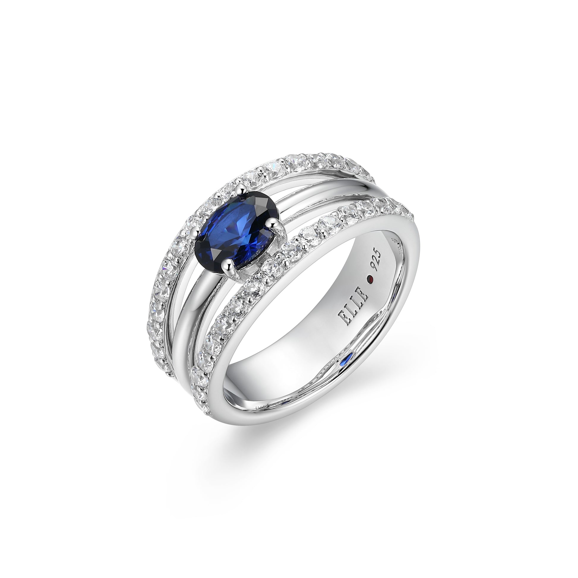 LR02936 - Created Blue Sapphire Spotlight Ring | elle
