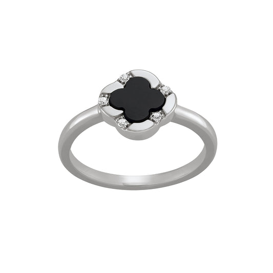 CR0197 - Black Onyx Clover Ring | charles garnier