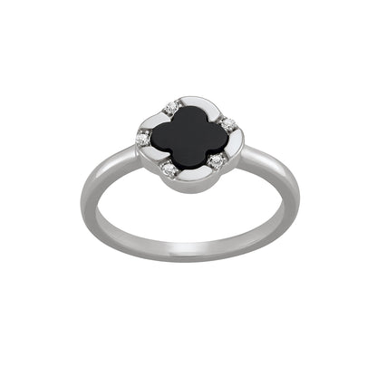 CR0197 - Black Onyx Clover Ring | charles garnier
