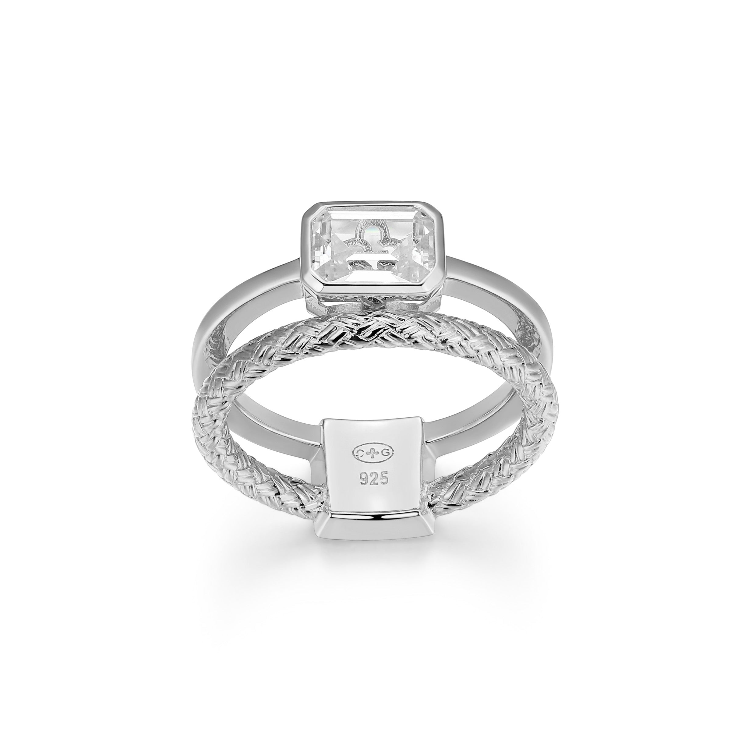 CR0206 - Dual-Band Created White Sapphire Original Mesh Ring | Charles ...