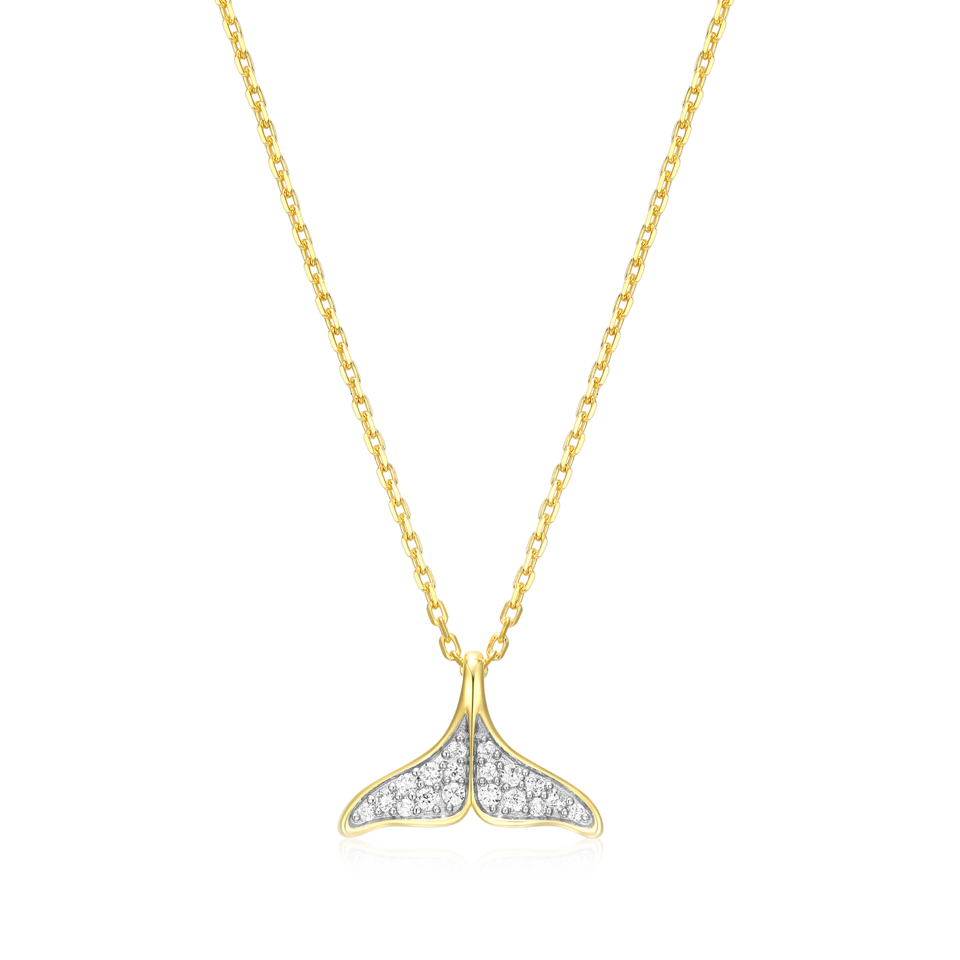 Whale Tail Pendant Necklace in 14K Yellow Gold-Plated Sterling Silver | M by Monte Luna