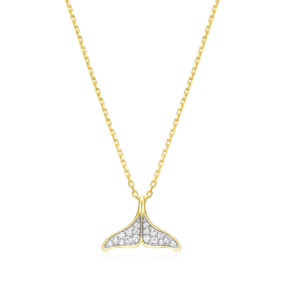 Whale Tail Pendant Necklace in 14K Yellow Gold-Plated Sterling Silver | M by Monte Luna