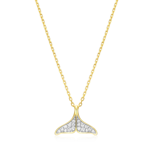 Whale Tail Pendant Necklace in 14K Yellow Gold-Plated Sterling Silver | M by Monte Luna