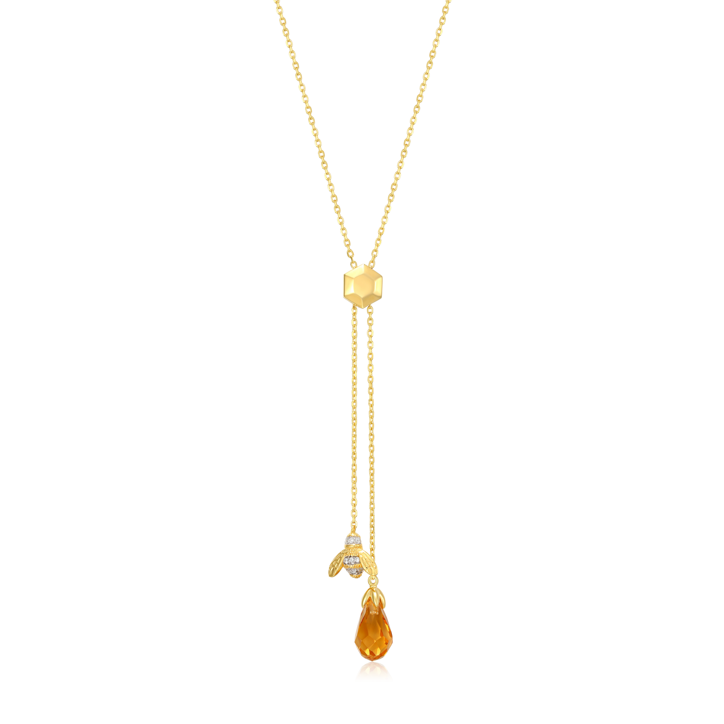 Honey Bee Y-Necklace in 14K Gold-Plated Sterling Silver | M by Monte Luna