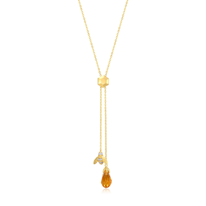 Honey Bee Y-Necklace in 14K Gold-Plated Sterling Silver | M by Monte Luna
