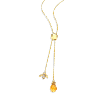 Honey Bee Y-Necklace in 14K Gold-Plated Sterling Silver | M by Monte Luna